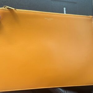Saint Laurent Mustard Leather Pouch